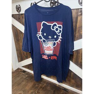 Hello Kitty Nissin Cup Noodles Collaboration T-Shirt Navy Blue Womens Sz 2X